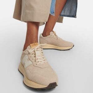 Hogan H641 Women's Suede Sneakers Shoes Size 38 Beige Memory Foam Wedge Italy